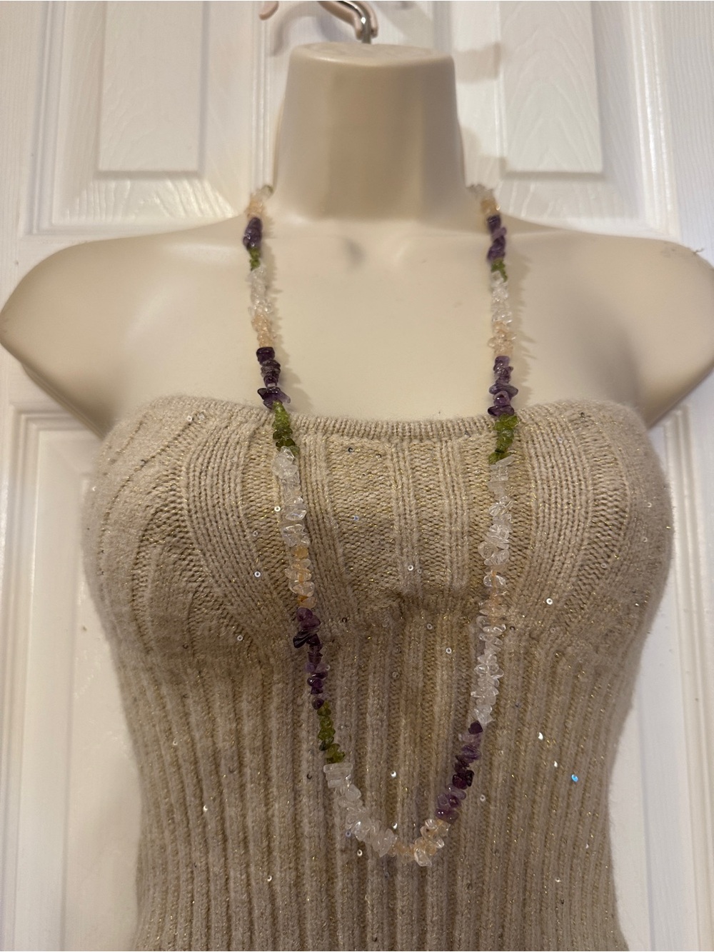 Productoremineros Semi Precious Gem Necklace 24” Quartz Amethyst Peridot Citrine
